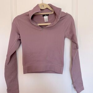 Quarter Zip Small Light Purple Ribbed Women’s Athletic Pullover